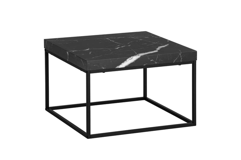 Sofabord Wohnling firkantet 60 cm stenoptik stil, klassisk metalramme, moderne look Marmor sort, Marmor sort