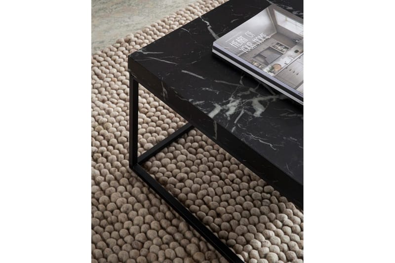 Sofabord Wohnling firkantet 60 cm stenoptik stil, klassisk metalramme, moderne look Marmor sort - Marmor sort - Møbler - Borde - Sofabord