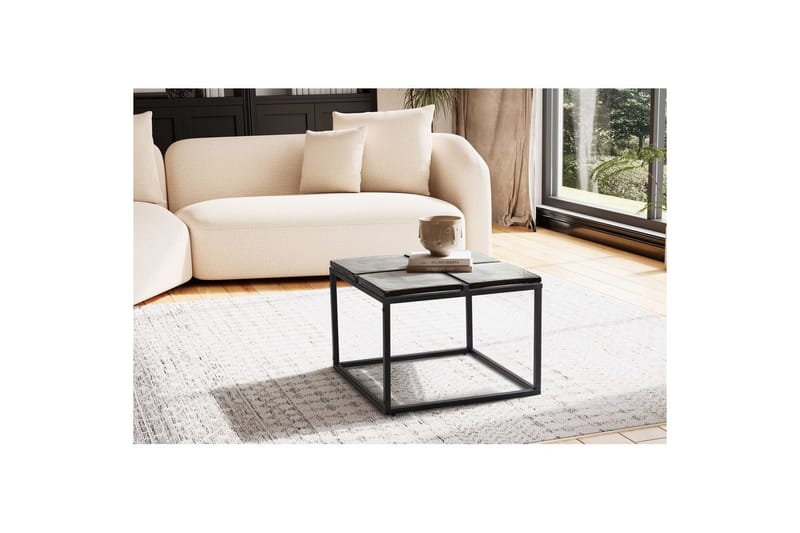 Sofabord Wohnling Kvadratisk glas 58 cm klassisk metalramme moderne - Møbler - Borde - Sofabord