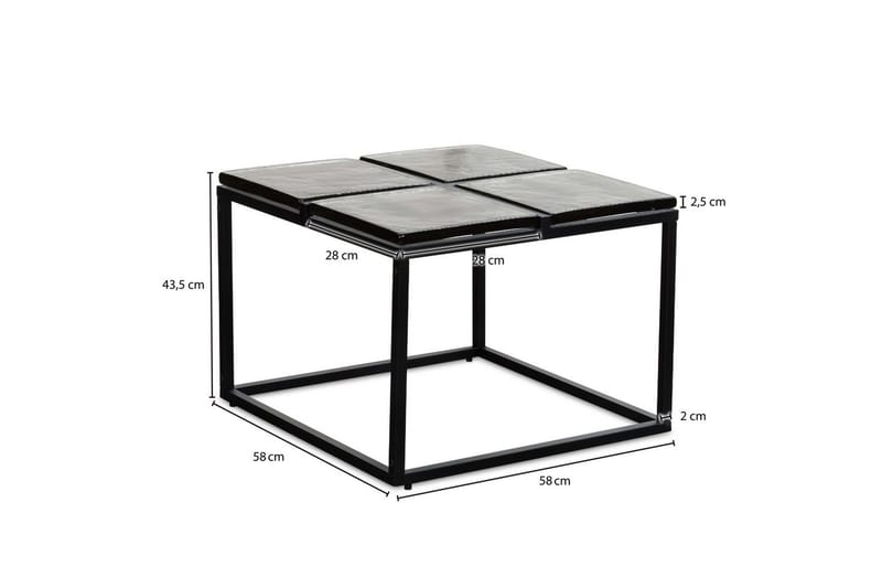 Sofabord Wohnling Kvadratisk glas 58 cm klassisk metalramme moderne - Møbler - Borde - Sofabord