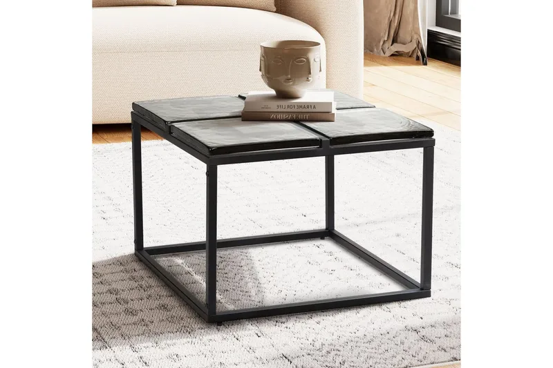 Sofabord Wohnling Kvadratisk glas 58 cm klassisk metalramme moderne - Møbler - Borde - Sofabord