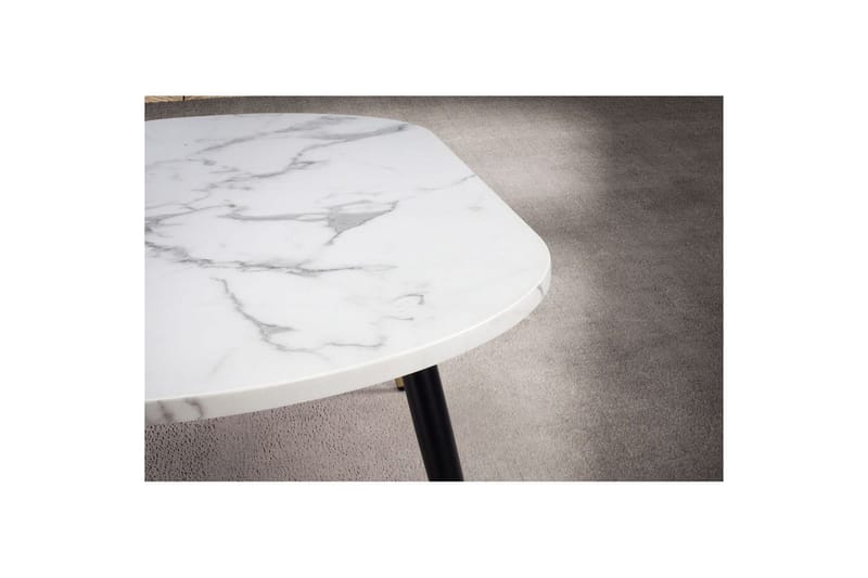 Sofabord Wohnling marmor look 120 cm, oval moderne stil Marmor Hvid - Marmor Hvid - Møbler - Borde - Sofabord