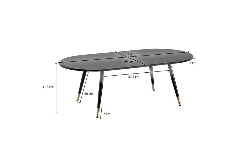Sofabord Wohnling marmor look 120 cm, oval moderne stil Marmor sort - Marmor sort - Møbler - Borde - Sofabord