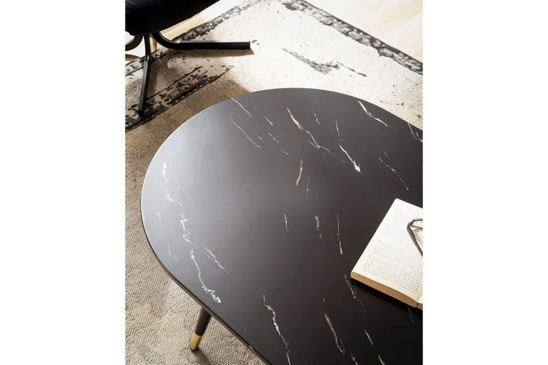 Sofabord Wohnling marmor look 120 cm, oval moderne stil Marmor sort - Marmor sort - Møbler - Borde - Sofabord