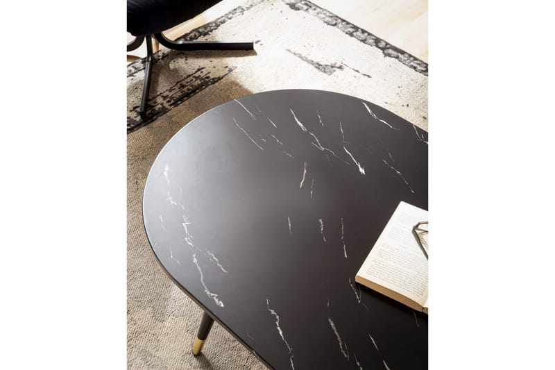 Sofabord Wohnling marmor look 120 cm, oval moderne stil Marmor sort - Marmor sort - Møbler - Borde - Sofabord