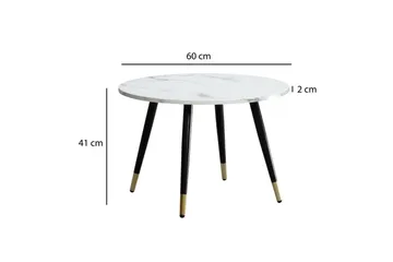 Sofabord Wohnling marmor look 60 cm rund, moderne stil Marmor Hvid - Marmor Hvid - Møbler - Borde - Sofabord