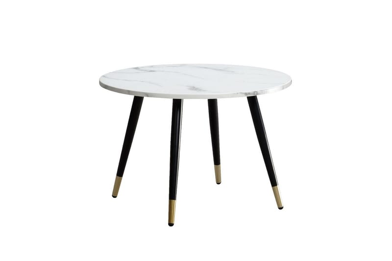 Sofabord Wohnling marmor look 60 cm rund, moderne stil Marmor Hvid - Marmor Hvid - Møbler - Borde - Sofabord