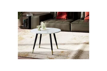 Sofabord Wohnling marmor look 60 cm rund, moderne stil Marmor Hvid - Marmor Hvid - Møbler - Borde - Sofabord