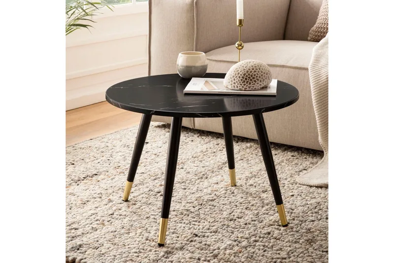 Sofabord Wohnling marmor look 60 cm rund, moderne stil Marmor sort - Marmor sort - Møbler - Borde - Sofabord
