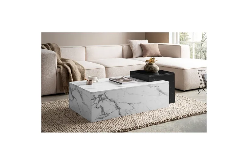 Sofabord Wohnling Marmorblok Udseende Rektangulær Moderne - Møbler - Borde - Sofabord