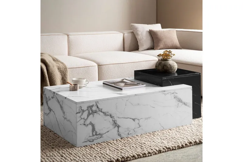 Sofabord Wohnling Marmorblok Udseende Rektangulær Moderne - Møbler - Borde - Sofabord