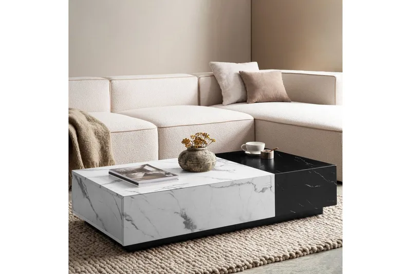 Sofabord Wohnling Marmorblok Udseende Rektangulær To-farvet Moderne - Møbler - Borde - Sofabord