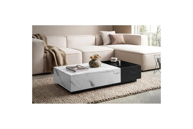 Sofabord Wohnling Marmorblok Udseende Rektangulær To-farvet Moderne - Møbler - Borde - Sofabord