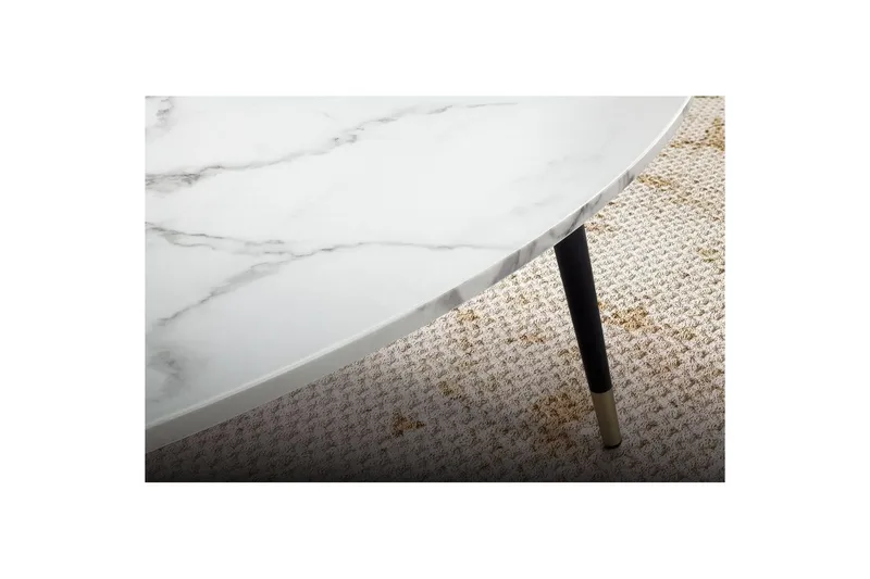 Sofabord Wohnling marmorlook 90 cm, trekantet moderne stil Marmor Hvid - Marmor Hvid - Møbler - Borde - Sofabord