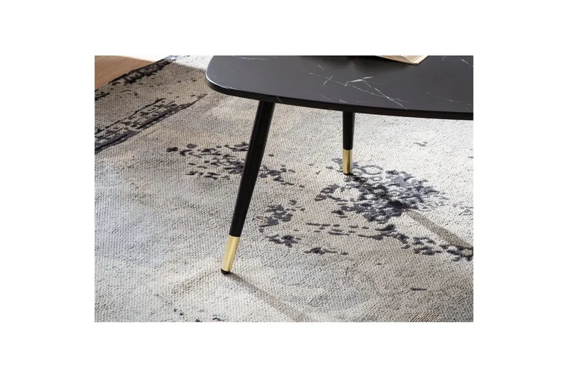 Sofabord Wohnling marmorlook 90 cm, trekantet moderne stil Marmor sort - Marmor sort - Møbler - Borde - Sofabord