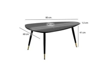 Sofabord Wohnling marmorlook 90 cm, trekantet moderne stil Marmor sort - Marmor sort - Møbler - Borde - Sofabord