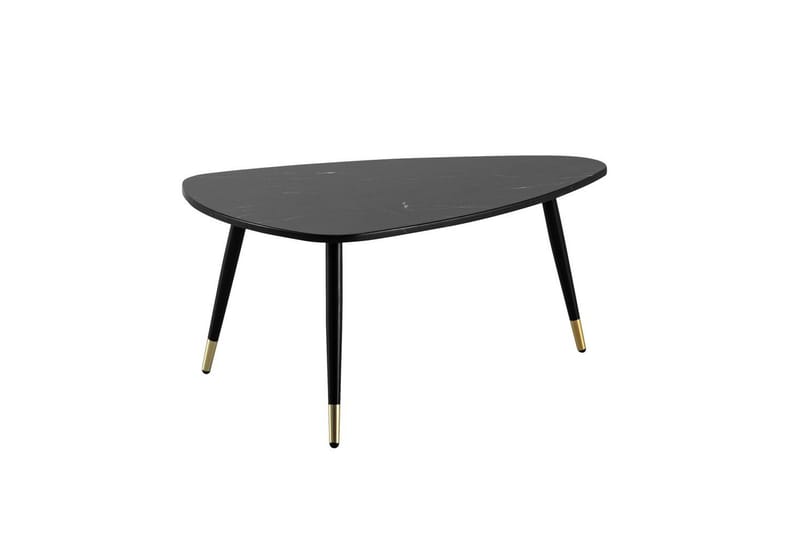 Sofabord Wohnling marmorlook 90 cm, trekantet moderne stil Marmor sort - Marmor sort - Møbler - Borde - Sofabord