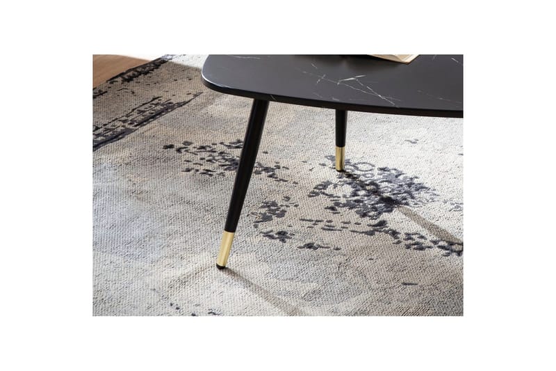 Sofabord Wohnling marmorlook 90 cm, trekantet moderne stil Marmor sort - Marmor sort - Møbler - Borde - Sofabord