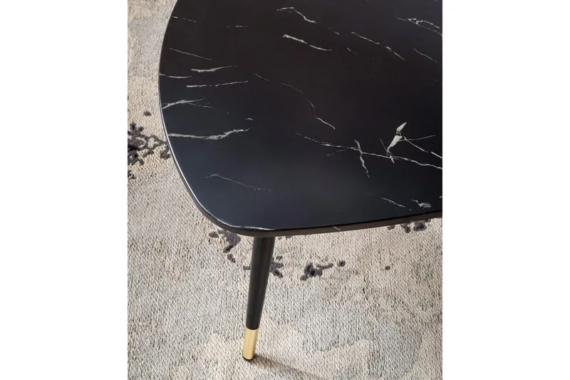 Sofabord Wohnling marmorlook 90 cm, trekantet moderne stil Marmor sort - Marmor sort - Møbler - Borde - Sofabord
