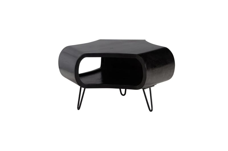 Sofabord Wohnling massivt træ, ekstravagant afrundet design, moderne, landstil Sort - Sort - Møbler - Borde - Sofabord
