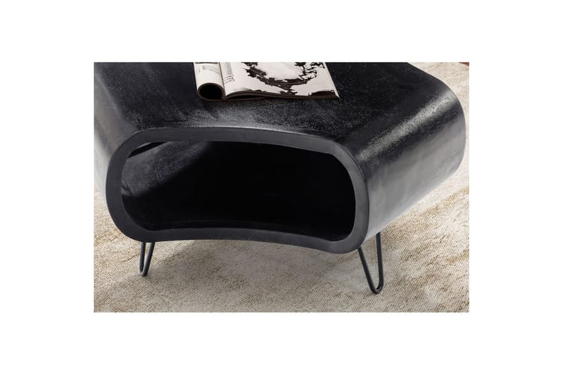 Sofabord Wohnling massivt træ, ekstravagant afrundet design, moderne, landstil Sort - Sort - Møbler - Borde - Sofabord