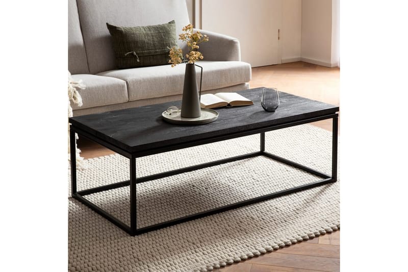 Sofabord Wohnling massivt træ, klassisk metalramme, moderne stil 120x60x40 cm - 120x60x40 cm - Møbler - Borde - Sofabord