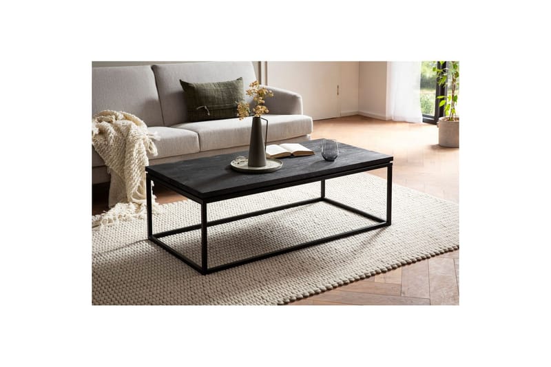 Sofabord Wohnling massivt træ, klassisk metalramme, moderne stil 120x60x40 cm - 120x60x40 cm - Møbler - Borde - Sofabord