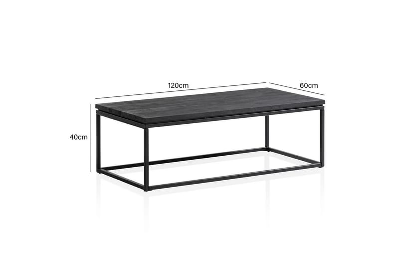 Sofabord Wohnling massivt træ, klassisk metalramme, moderne stil 120x60x40 cm - 120x60x40 cm - Møbler - Borde - Sofabord