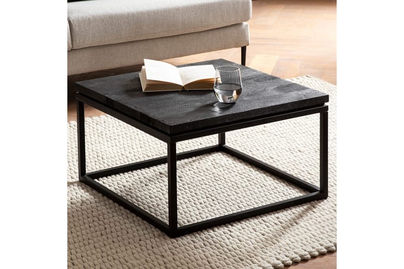 Sofabord Wohnling massivt træ, klassisk metalramme, moderne stil 60x60x35 cm - 60x60x35 cm - Møbler - Borde - Sofabord