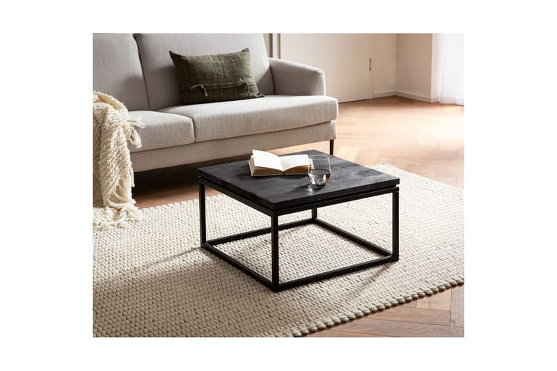 Sofabord Wohnling massivt træ, klassisk metalramme, moderne stil 60x60x35 cm - 60x60x35 cm - Møbler - Borde - Sofabord