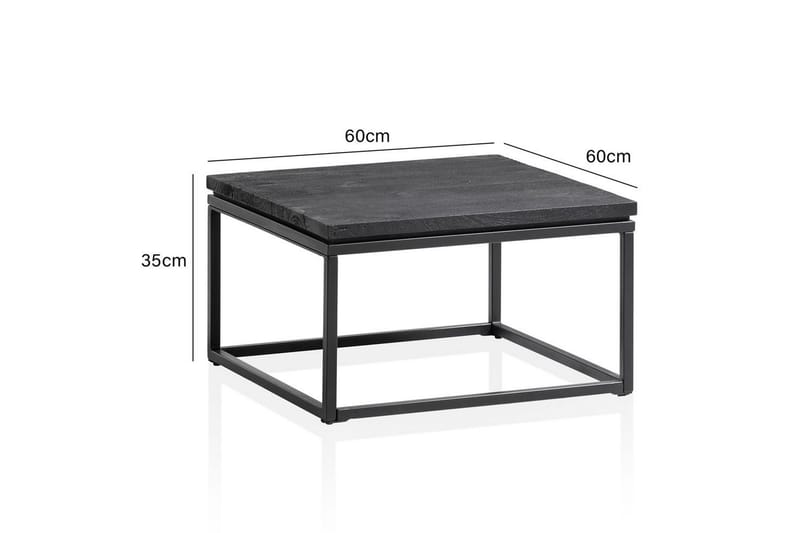 Sofabord Wohnling massivt træ, klassisk metalramme, moderne stil 60x60x35 cm - 60x60x35 cm - Møbler - Borde - Sofabord
