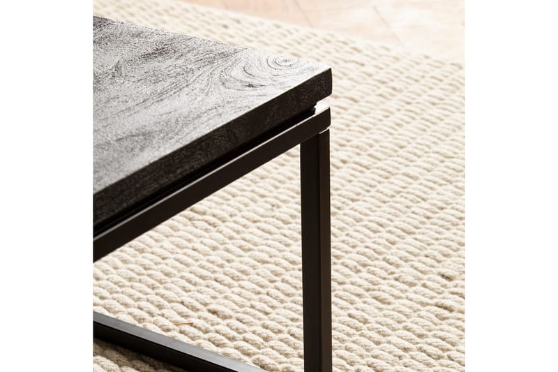 Sofabord Wohnling massivt træ, klassisk metalramme, moderne stil 60x60x35 cm - 60x60x35 cm - Møbler - Borde - Sofabord