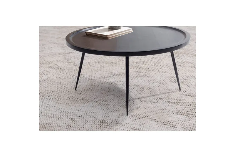 Sofabord Wohnling massivt træ, rund 75 cm med nåleben, landstil Sort - Sort - Møbler - Borde - Sofabord