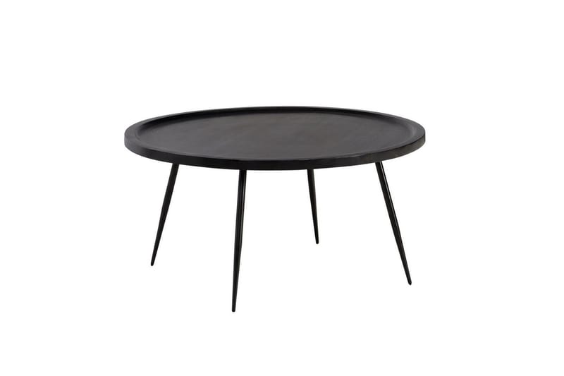 Sofabord Wohnling massivt træ, rund 75 cm med nåleben, landstil Sort - Sort - Møbler - Borde - Sofabord
