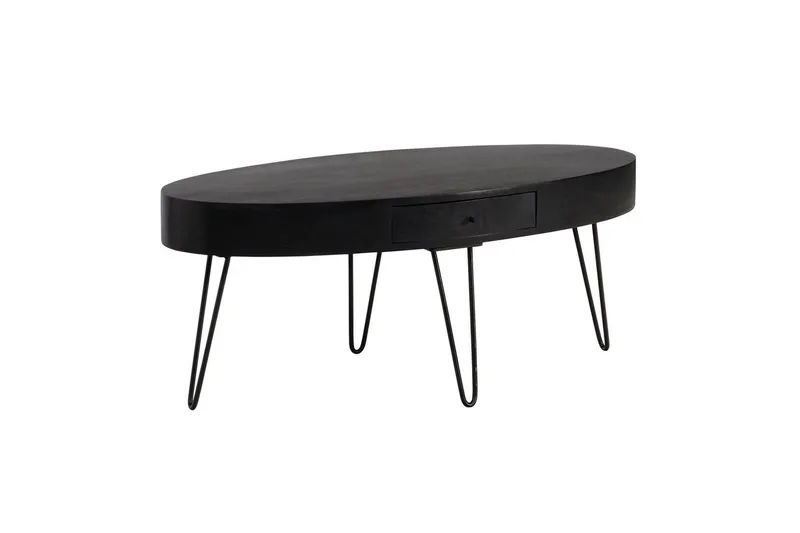Sofabord Wohnling Massivt træ 100 cm oval med skuffe landstil, undefined