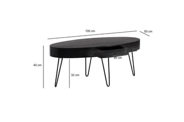 Sofabord Wohnling Massivt træ 100 cm oval med skuffe landstil - Møbler - Borde - Sofabord
