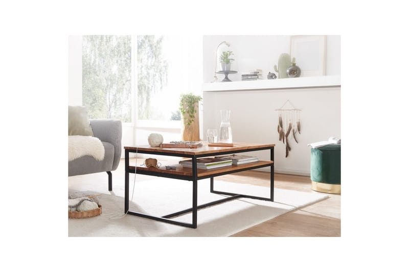 Sofabord Wohnling Massivt træ 100 cm rektangulær med bakke moderne - Møbler - Borde - Sofabord