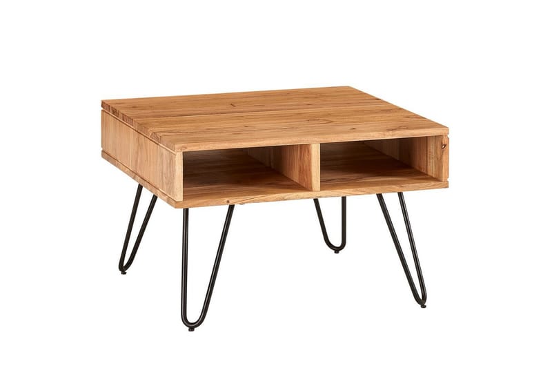 Sofabord Wohnling Massivt træ 60 cm firkantet med 4 opbevaringsbakker landstil - Møbler - Borde - Sofabord