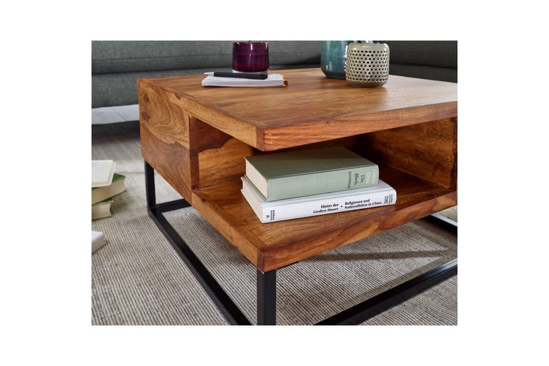Sofabord Wohnling Massivt træ 60 cm firkantet med bakke landstil - Møbler - Borde - Sofabord