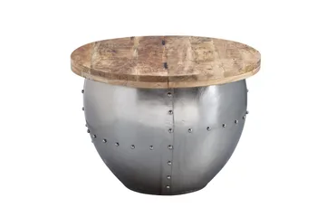 Sofabord Wohnling Massivt træ 60 cm Industriel nitteopbevaringsplads - Møbler - Borde - Sofabord
