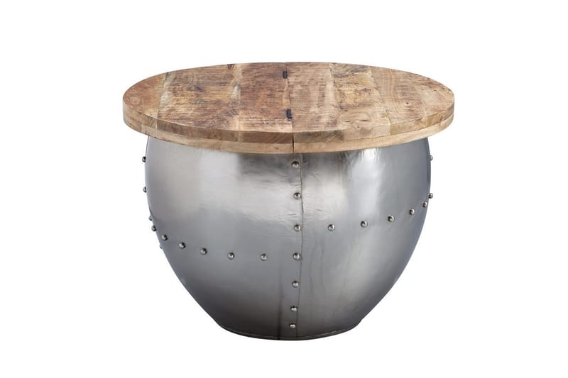 Sofabord Wohnling Massivt træ 60 cm Industriel nitteopbevaringsplads - Møbler - Borde - Sofabord