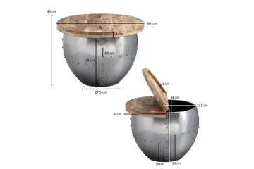 Sofabord Wohnling Massivt træ 60 cm Industriel nitteopbevaringsplads - Møbler - Borde - Sofabord