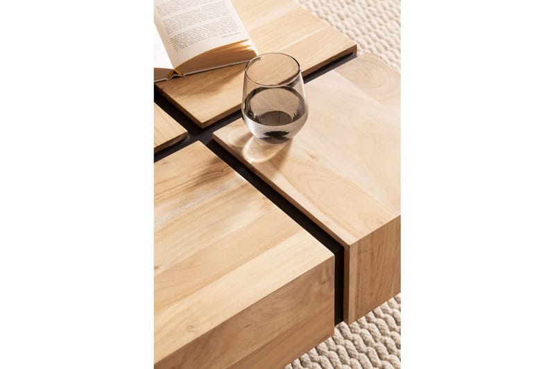 Sofabord Wohnling massivt træ 60 cm kube, kvadrat, moderne stil lys brun - lys brun - Møbler - Borde - Sofabord