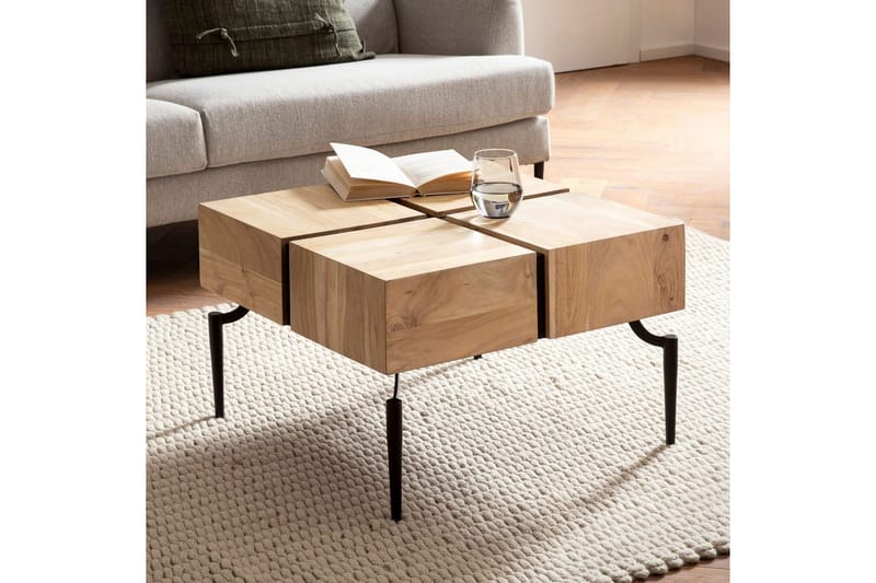 Sofabord Wohnling massivt træ 60 cm kube, kvadrat, moderne stil lys brun - lys brun - Møbler - Borde - Sofabord