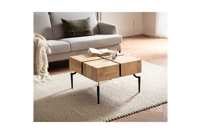 Sofabord Wohnling massivt træ 60 cm kube, kvadrat, moderne stil lys brun - lys brun - Møbler - Borde - Sofabord