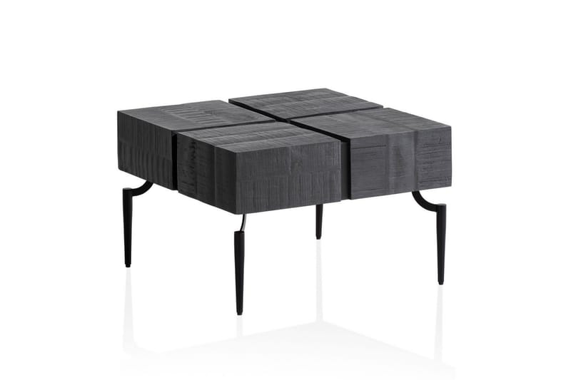 Sofabord Wohnling massivt træ 60 cm kube, kvadrat, moderne stil Sort - Sort - Møbler - Borde - Sofabord