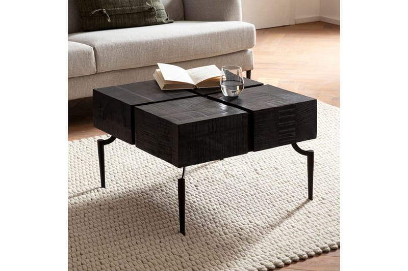 Sofabord Wohnling massivt træ 60 cm kube, kvadrat, moderne stil Sort - Sort - Møbler - Borde - Sofabord