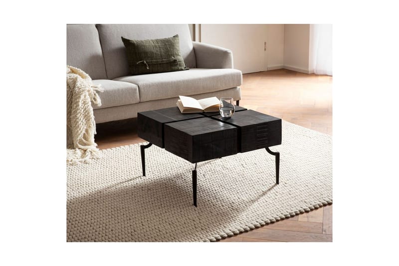 Sofabord Wohnling massivt træ 60 cm kube, kvadrat, moderne stil Sort - Sort - Møbler - Borde - Sofabord
