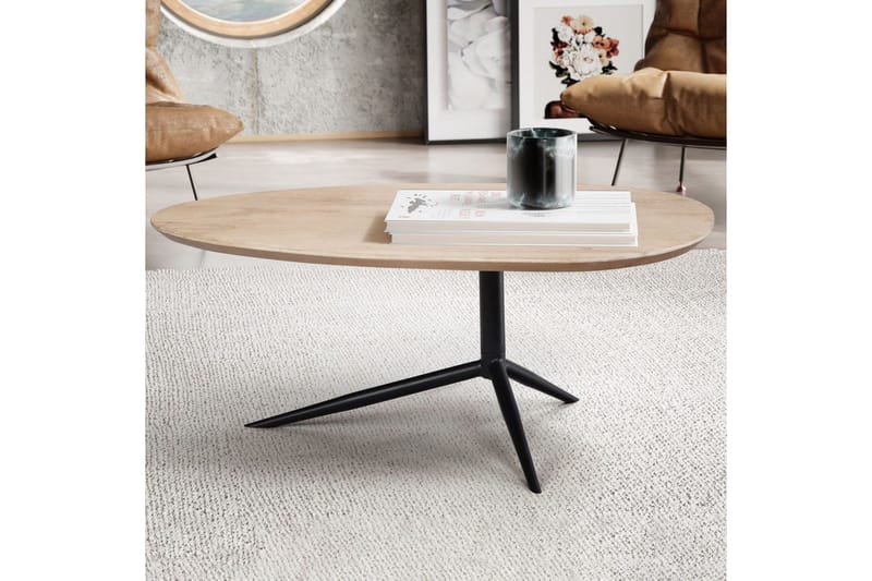 Sofabord Wohnling Massivt træ hvidvasket 86 cm oval moderne - Møbler - Borde - Sofabord