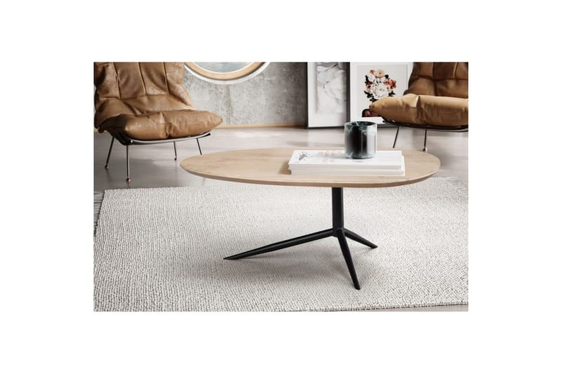 Sofabord Wohnling Massivt træ hvidvasket 86 cm oval moderne - Møbler - Borde - Sofabord